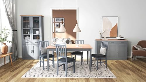 Inter Link - Esstisch - Esszimmertisch - Küchentisch - Kiefer Massivholz -Landhausstil - FSC - 140x90x75 cm - grau/Oak Colori -Forenzo