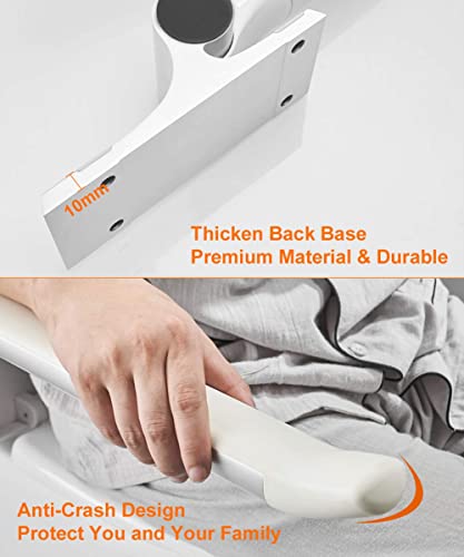 Toilet Grab Bar 29.5Inch, Stainless Space Aluminum Strong Bathtub Safety Rails Shower Grab Bars Handle For Elderly Seniors, Flip-Up Bathroom Hand Support, Handrails Arms Sturdy Mounted Bath Grips #TOP5