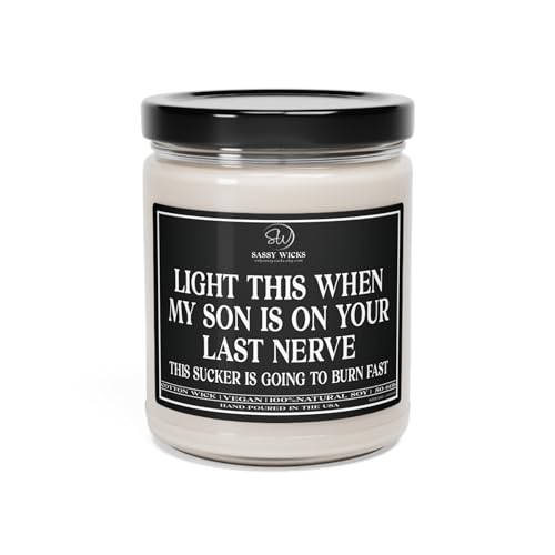Light This When My Son is On Your Last Nerve, Funny Daughter in Law Gifts from Mother in Law, Bridal Shower Gift, 9oz Soy Candle (White Sage + Lavender)