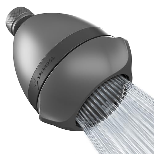 SparkPod 3-Inch Extreme High Pressure Shower Heads - Pressure Boosting with Rain, Massage & Pulsating Mode, Powerful Water-Saving Showerhead - 2.5 GPM Fixed Shower Head (Charcoal Grey)