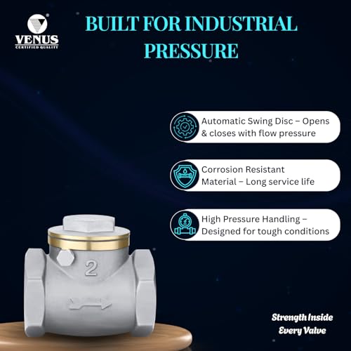 Image of VENUS 1 /2 inch Brass Swing Check Valve | Heavy Duty Non Return Valve | High Pressure Backflow Preventer | Solid Brass Body | Leak Proof Threaded Connection | Durable Industrial Grade Valves