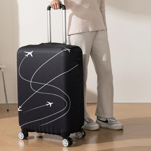 Image of HOKIPO Suitcase Covers for Trolley Suitcase, 220gsm Durable and Washable, Medium (21-22inch) - Flight Path (AR-6344-D17)