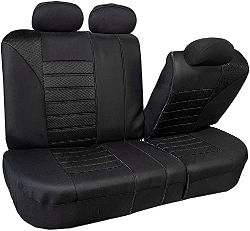 Fh Group Car Seat Covers Full Set Black 3D Air Mesh - Universal Fit, Automotive , Low Back Seat Cover, Airbag Compatible, Split Bench Rear Seat, Washable For Suv, Sedan #TOP5