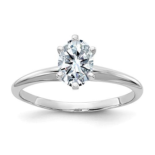 14K White Gold 1.0Ct. 7X5Mm Oval Colorless Moissanite Solitaire Engagement Ring Sz6 Size 6 #TOP22