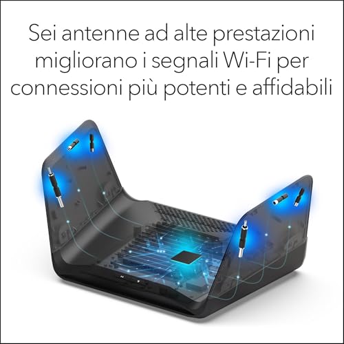 Router Nighthawk Tri-band WiFi 6E (RAXE300) funzioni di sicurezza, velocità Gigabit AXE7800 Wireless (fino a 7,8 Gbps), nuova banda da 6 GHz, 8 flussi coprono fino a 185 m2, 40 dispositivi - Router - Immagine 4