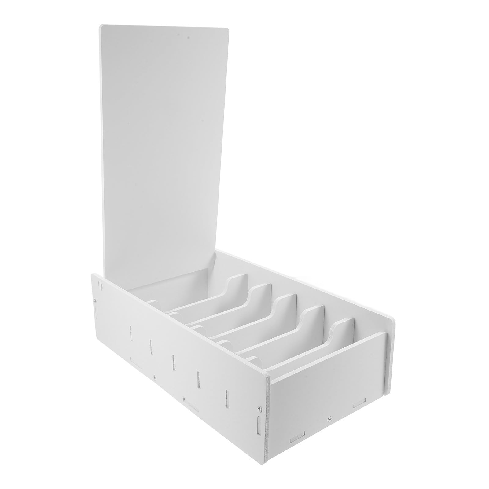 Boîte de rangement blanche avec couvercle en PVC et plateau pour le bureau
