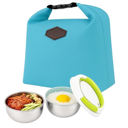 LeGeYo Bolsa de almuerzo aislada portátil de nailon impermeable, pequeña bolsa Bento, bolsa de picnic caliente y fría para el trabajo y la escuela