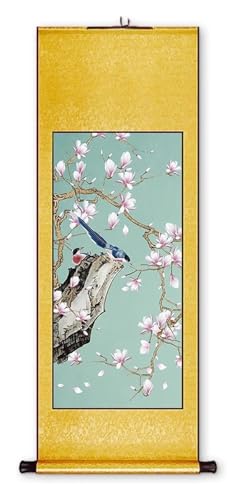 Peinture sur rouleau oiseau joyeux, décoration Feng Shui et art chinois