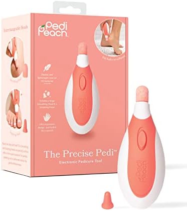Pedi Peach Precise Pedi Professional Pedicure Kit, Powerful Electric Callus & Corn Remover Foot Scraper, Foot Care Tool for Dead & Cracked Skin, Portable Electronic Foot File