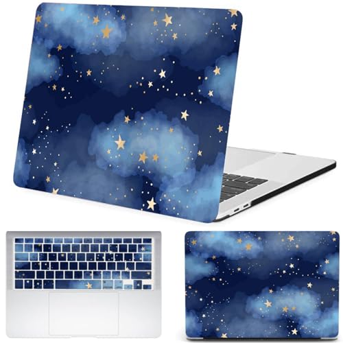 Funda MacBook Air 15 M4 M3 M2 rígida con protector de teclado diseño de estrellas y nubes