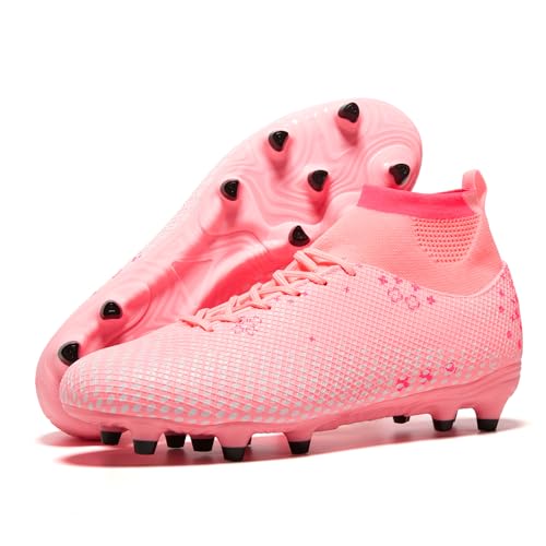 HORRSEYLLO Men's High Tops Soccer Cleats Lace Up Women Lightweight Professional Fooball Boots Athletic Rugby Shoes for Training Sneaker