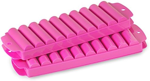 Ice Stick Tray for Water Bottles Ice Rolls Making Trays with Covers Stackable No-Spill (Pink 2 Pack)