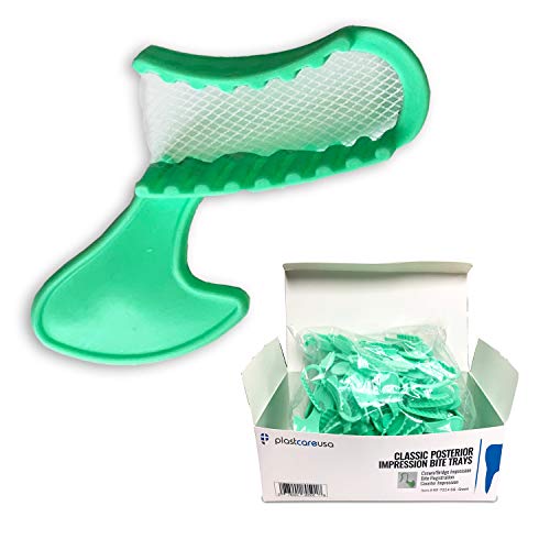 50 Short Posterior Dental Colored Bite Registration Impression Trays (Green)