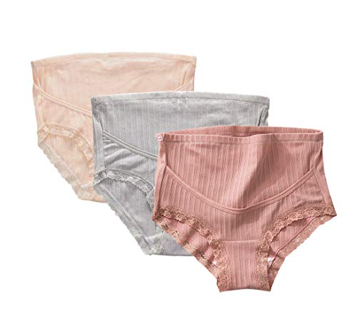 FEOYA Bragas Embarazo Cintura Alta Cuidado para Abdomen Ropa Interior Premama Talla Grande Cintura Ajustable Imprimir Bragas