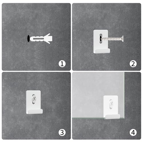 Image of 8 Pcs Metal Mirror Holders, Mirror Clips with Screws, Heavy Duty Stainless Steel Mirror Hangers Hardware for Frameless Mounting Wall Tile Billboard Display (White,1 /4 Inch)