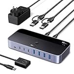 UGREEN 2 in 7 USB C Switch, 10Gbps USB 3.2 Switcher, 2PC Share 3 x Type C & 4 x Type A Devices Switch with Desktop Controller & 2 x C Cables & C to A Adapter for Keyboard, Mouse, Printer