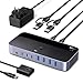 UGREEN 10Gbps USB Switch 2 In 7 Out USB C Switch mit 3C4A Ports, Netzteil, Fernbedienung und 2xC auf A/C Kabeln, kompatibel mit Mac mini M4/M4 Pro, MacBook Air M4, Windows usw.