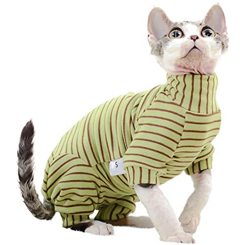 ZHIHAN Sphinx Katzenkleidung haarlose Katze Devon Stretch-Samthemd 3-farbig warme 4-beinige Kleidung, grün, S Cover