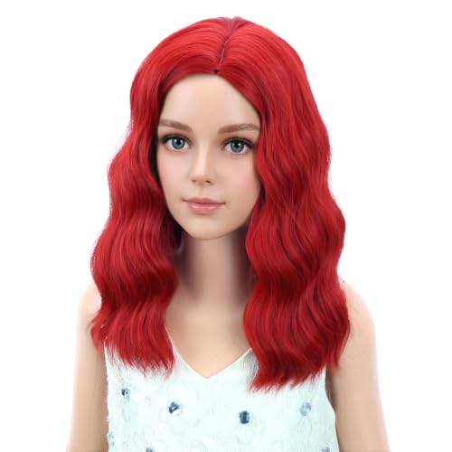 Image of PATTNIUM Kids Children Red Wig for Girls Short Wavy Red Wig Cosplay Halloween Party Costume Synthetic Wigs