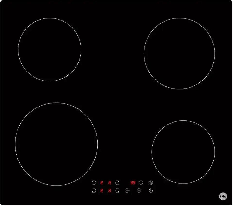 Fogão de Indução Life 4 Zonas 60cm Preto Vidro Cerâmico PK-B46414 | Cooktop com Controle Touch | Eficiência e Segurança para Cozinha Moderna, Design Elegante