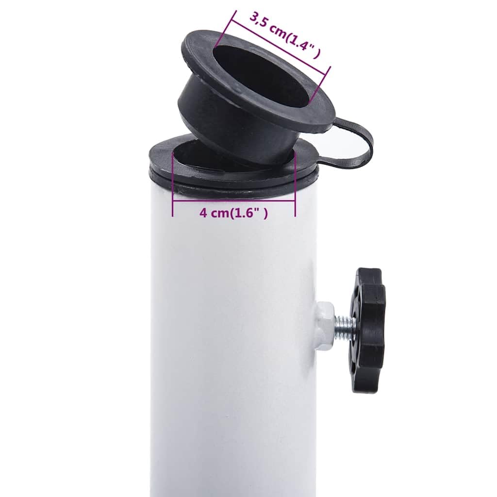Supporto per ombrellone bianco, 12 kg, in ghisa, per asta da 35, 38, 48 mm, adattatore e fissaggio per balcone, terrazza, giardino, stabile in caso di vento