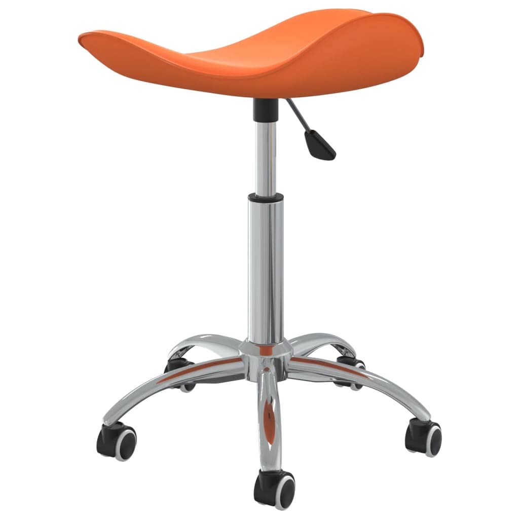 Friseur Rollhocker Kunstleder Orange, höhenverstellbar, drehbar, mit 5 Rollen, 44x44x46-57 cm, ergonomisch für Salon, Frisierstuhl, Kosmetik, Barber, Arbeitsstuhl