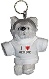 camiseta personalizada Shopzeus Llavero de Husky (Perro) de Peluche con Amo Herbie en la Camiseta (Nombre de Pila/Apellido/Apodo)