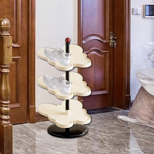 Image of Vertical Shoe Rack Corner Storage Organizer for Apartment Dormitory Entryway 3 Tier White