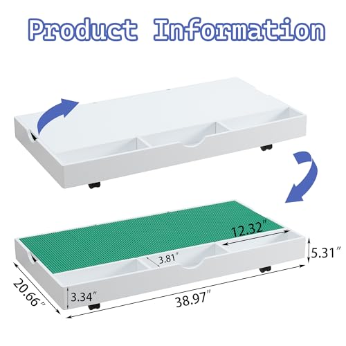 3 in 1 construction play table compatible with lego game table with block board and train car rolling game table with locking wheels and storage space suitable for storing under bed or sofa white