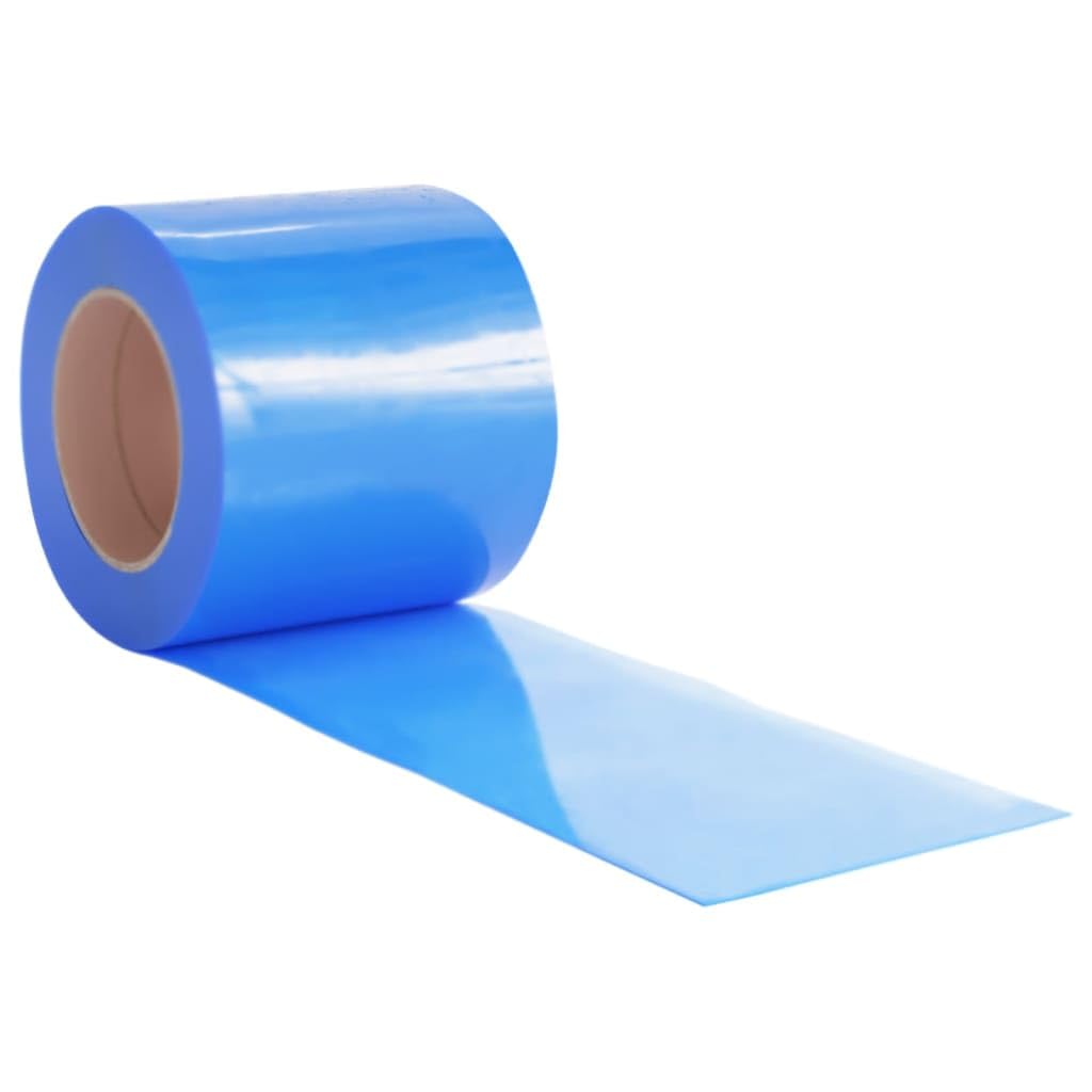 Rideau de Porte à Lanières PVC Bleu 200 mm x 1,6 mm, Rouleau de 10 m de Plastique Souple pour Isolation Thermique de Garage, Entrepôt et Séparation Industrielle