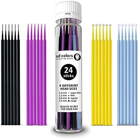 SD COLORS STICKS SWABS 24 PIECES AUTOMOTIVE PAINTWORK CAR DETAILING REPAIR FOR SCRATCHES STONE CHIPS TOUCH UP MICRO BRUSH 1.2mm 1.5mm 2.0mm 2.5mm Cover