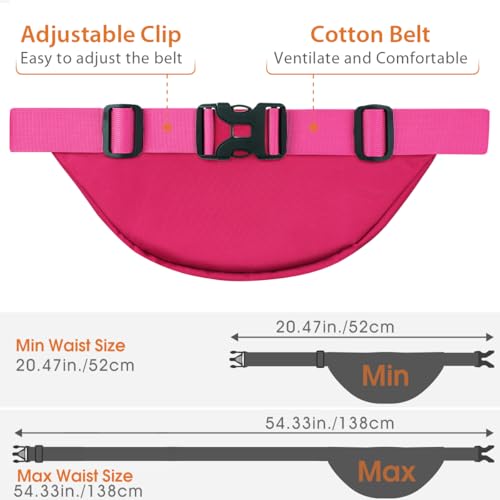 Image of Large Fanny Pack for Women Men - Syican Waist bag with 3-Zipper Pockets Rose