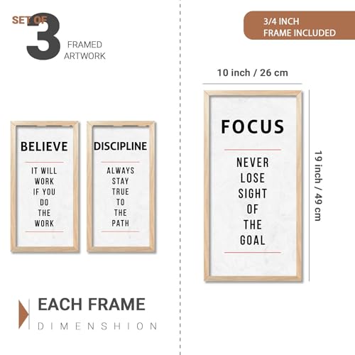 Image of kotart - Motivational Quotes Wall Art For Office Decor Living Room | Motivational Quotes Poster With Frame | Quotes Wall Hanging Painting For Wall Decor Set of 3 (10x19 inch, A)