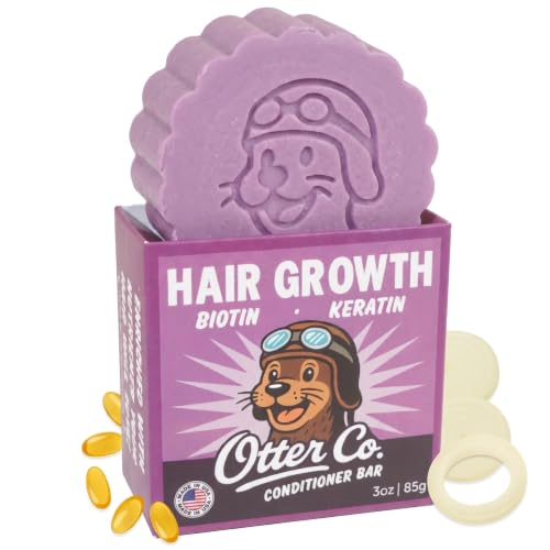 Image of Otter Co. Biotin & Onion Hair Growth Conditioner Bar for Fine Hair - Rosemary Hair Growth Oil, Keratin, ACV - Vegan, Sulfate Free - Hair Loss Conditioner for Thinning Hair for Women & Men, USA Made