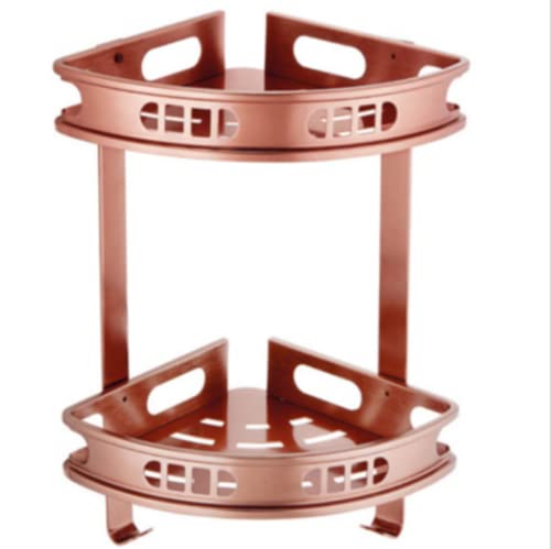 YUOPL Aluminium-Eckregal, verdicktes Stativ Wandmontierter zweistufiger Aufbewahrungsablauf zur Verhinderung von Bakterien Badzubehör Badaufbewahrung (Rose Gold) Cover