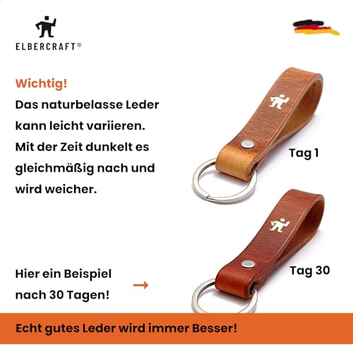 ELBERCRAFT® Schlüsselanhänger Leder WOHNMOBIL der Schlüssel Organizer für deine Schlüsseltasche keychain made in Germany braun Gravur schwarz