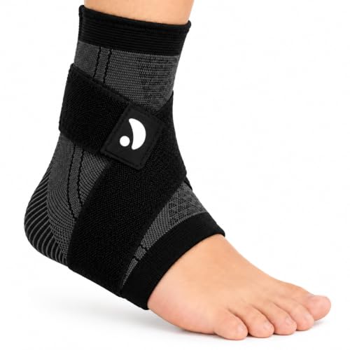 RecoverX Youth Heel &amp; Ankle Sleeve for Kids, Sever's Disease, Heel Pain Relief &amp; Growth Plate Support, Compression Brace for Soccer, Basketball &amp; Running - Black (Medium) - 1 Sleeve