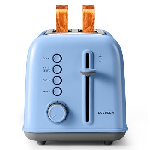BUYDEEM DT620 2-Slice Toaster, Extra Wide Slots, Retro Stainless Steel with High Lift Lever