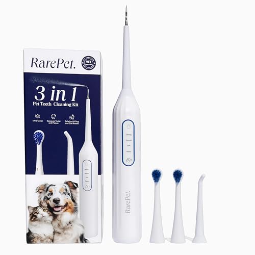 RarePet Canivet Silent Sonic Plaque & Tartar Remover for Dogs Ultra-Quiet Dental Cleaner with Scaler Toothbrush Heads Water Flosser Rechargeable Small & Large Dog Friendly