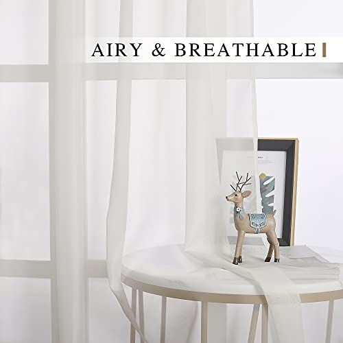 Image of NICETOWN Sheer Curtains for Bedroom Windows, Grommet Casual Soft Voile Sheer Panels with Light Filter Window Treatments for Nursery / Bedroom, Beige, Set of 2, W37 x L72