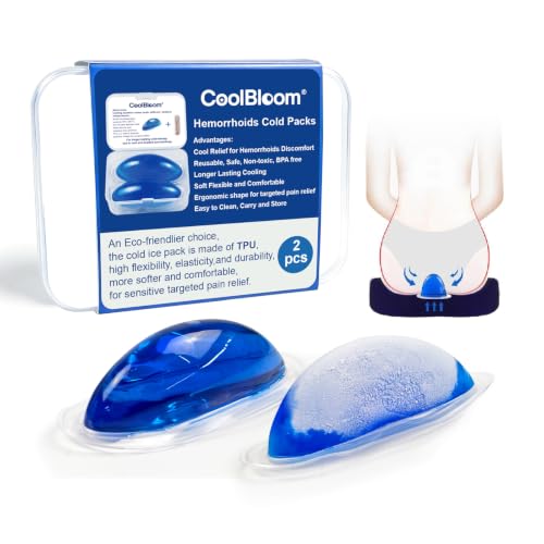 CoolBloom Hemorrhoid Ice Pack (2 Packs) - TPU Ultra-Soft Reusable Gel Pad | Fast Pain & Swelling Relief | Perineal Cold Therapy for Postpartum/Surgery (Women & Men)