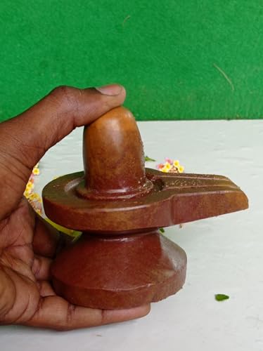 Image of Akhand Shivling Origanal Narmada Stone Shivling, Narmadeshwar 4 x 4 Inch Yellow Top Shivling for Worship at Home, Idil for Home to Lord Shiva [Size:- 4 x 4]