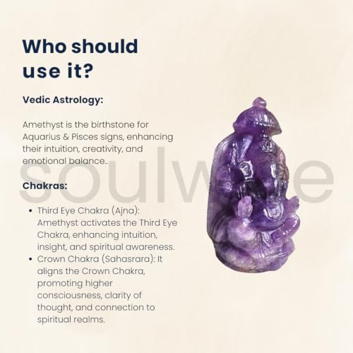 Image of Soulwise Amethyst ametrine Ganesha 14cm Tall, Healing Crystal for Growth, Abundance and Positivity, Diwali Decor, Diwali Gift