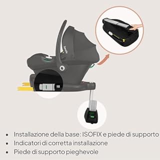LIONELO ASTRID I-size SET Seggiolino Auto per Bambini con Base 40-87 cm Ovetto per Neonati Montaggio ISOFIX, Cinture di Sicurezza a 3 Punti Protezione Laterale, Inserto Dri-Seat, i-Size R129