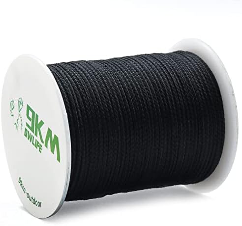 9KM DWLIFE Black Kevlar Cord, High Tensile Strength, Flame Resistant, Braided Fishing Line, Wind Chime String, Kite Line, Camping, Model Rocket, Outdoor Survival Strong String (50lb 0.5mm 100Ft)