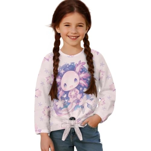 Graphic Shirts for Girls Size 5-12 Long Sleeve Crew Neck Casual Tops Breathable Relax Fit Workout Tops Fall Outfits