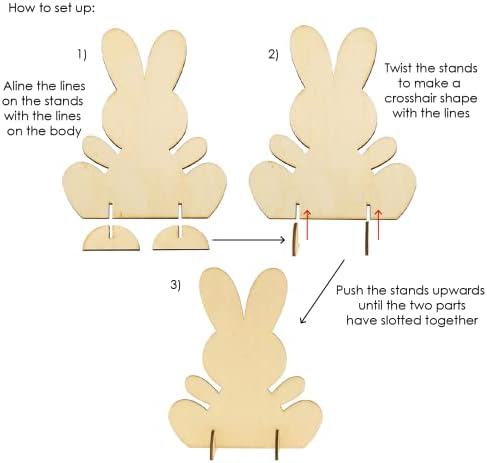 TRIXES 6 Pack Easter Stand-Up Wooden Bunnies - Arts and Crafts Activity - Great for Children to Paint Their Own Bunny, Colour and Decorate - Decoration for The Table, Mantel - Decorate and Display