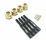 Treal Brass Widen Wheel Hubs Hex Pins +5 and Steel Stub Axle (Portal Drive) +5mm Set Assembly for Traxxas TRX-4