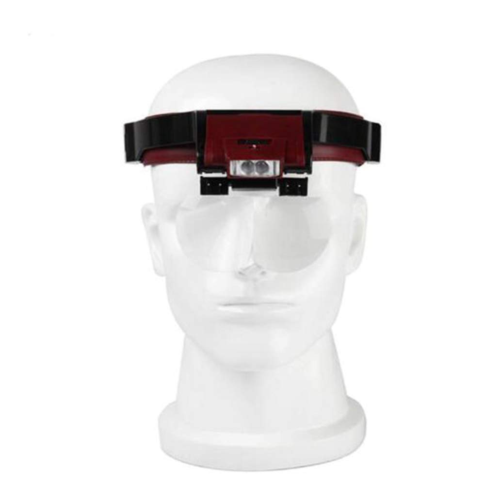Lupa con Luz - Zoom De 1.7X, 2X, 2.5X, 3.5X con 4 Lentes Desmontables - Lupa De Cabeza con Diadema Manos Libres para Pasatiempos, Lectura, Joyería, Manualidades, Relojerí,