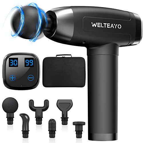 Massagepistole Massage Gun,WELTEAYO Massage pistole für Nacken Schulter Rücken Massagegerät Elektrisch Entspannen mit, 30 Geschwindigkeiten und 6 Massageköpfen Muskel Massager Cover